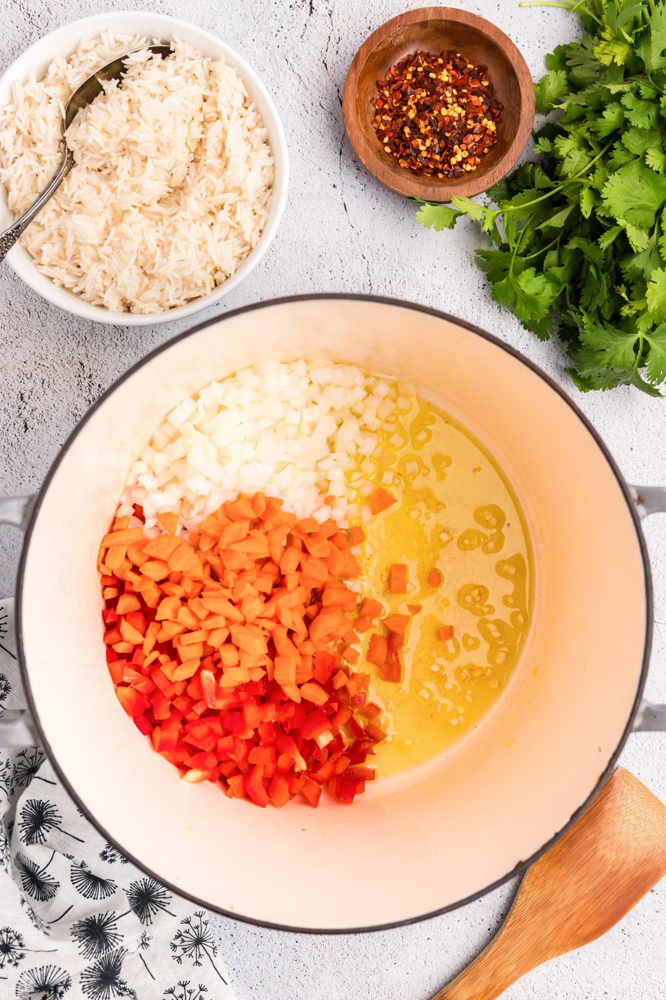 Easy Red Lentil Dahl Recipe sautéing vegetables 