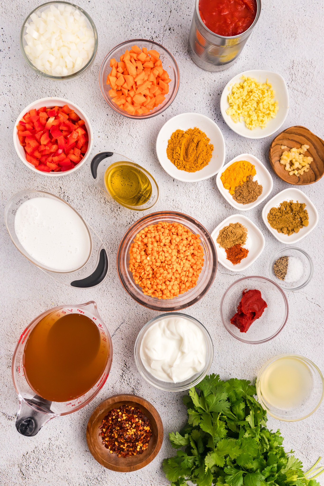 Easy Red Lentil Dahl Recipe ingredients 