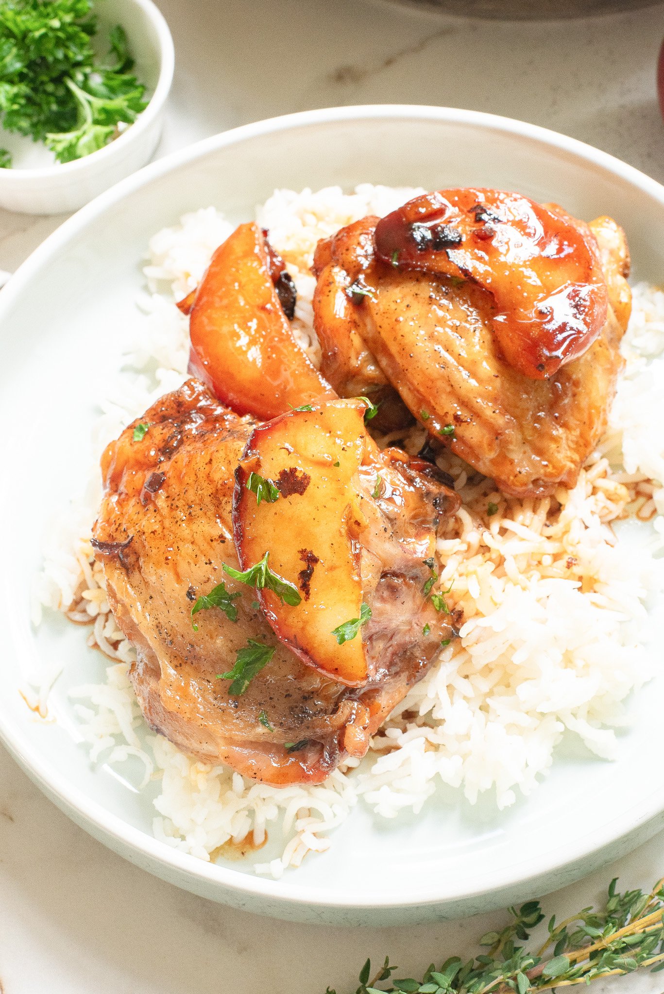 Skillet Apple Cider Chicken over rice