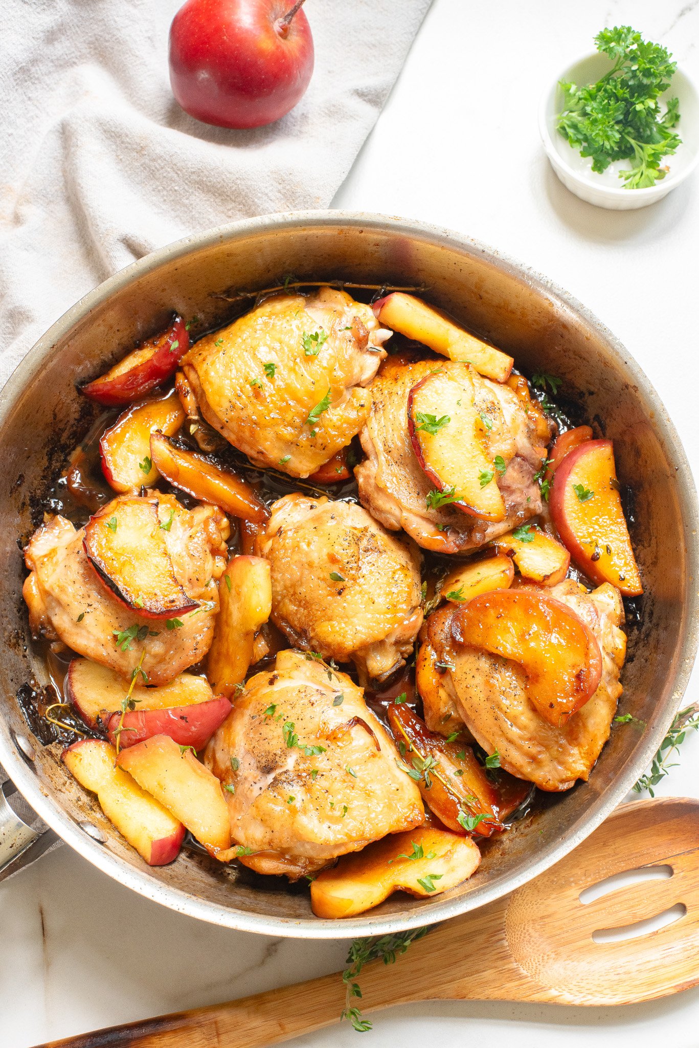 Skillet Apple Cider Chicken in skillet