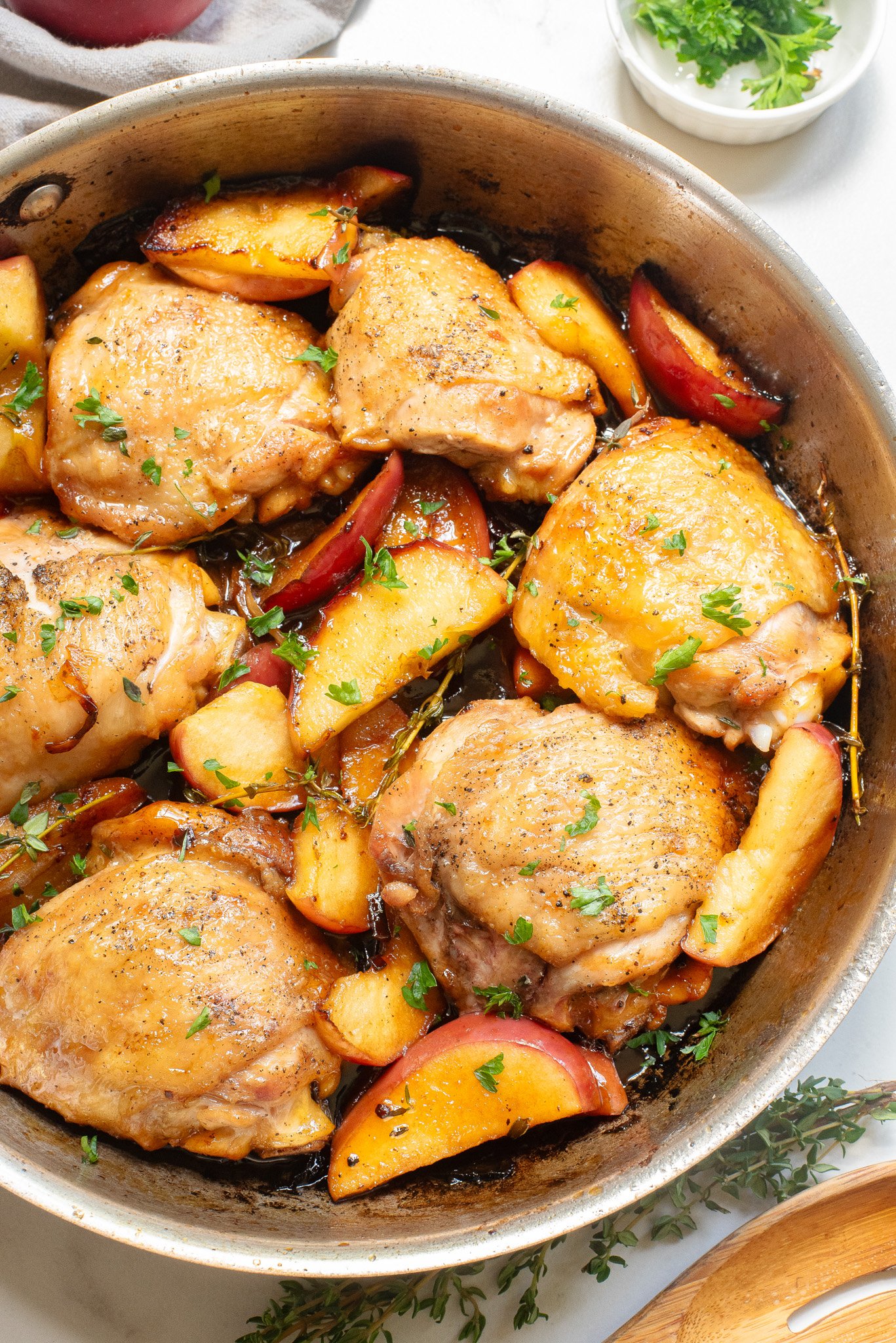 Skillet Apple Cider Chicken in skillet 