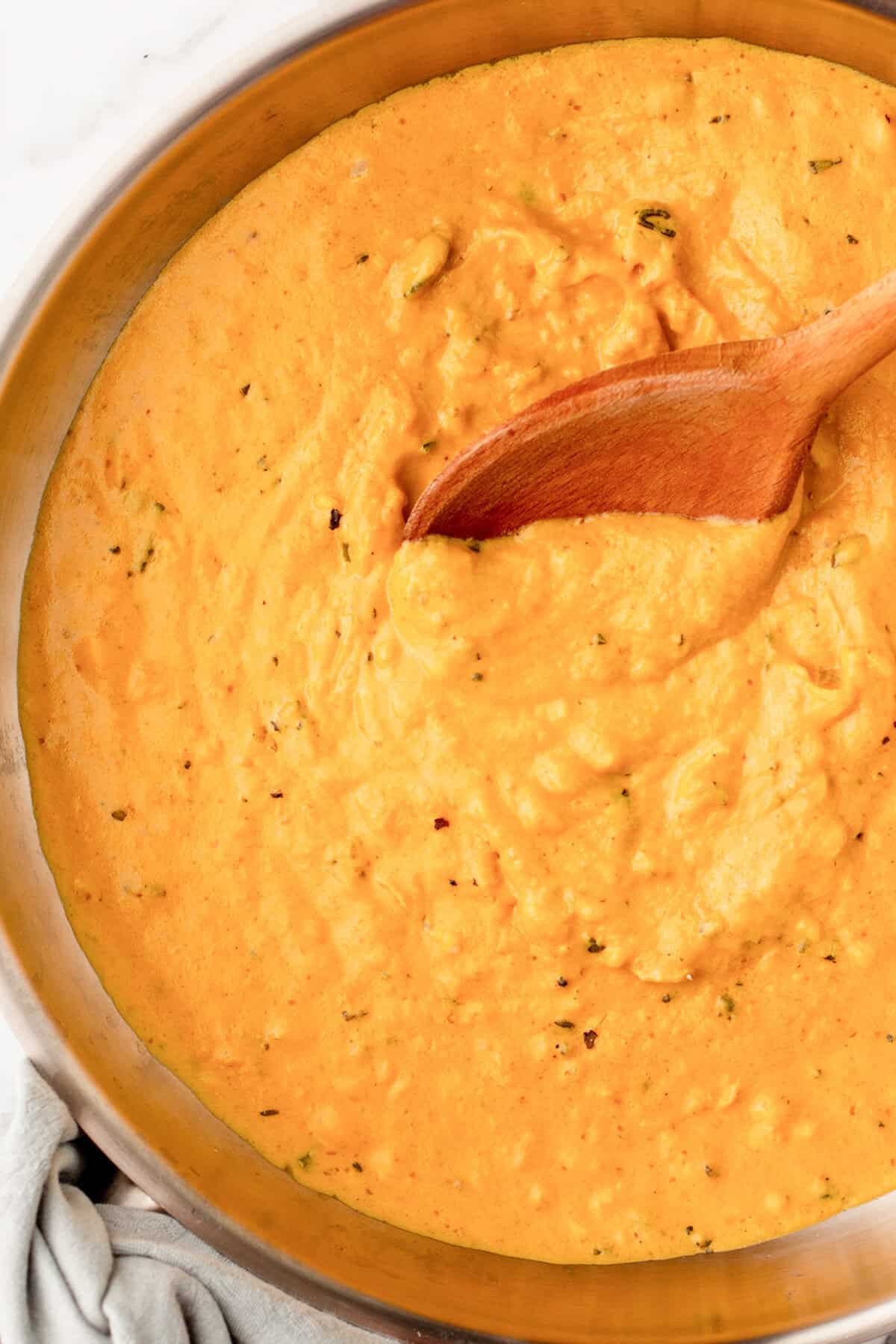 Pumpkin Pasta Sauce in a skillet