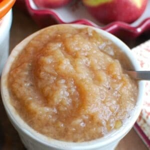 Applesauce in a bowl with a spoon 1200 x1200