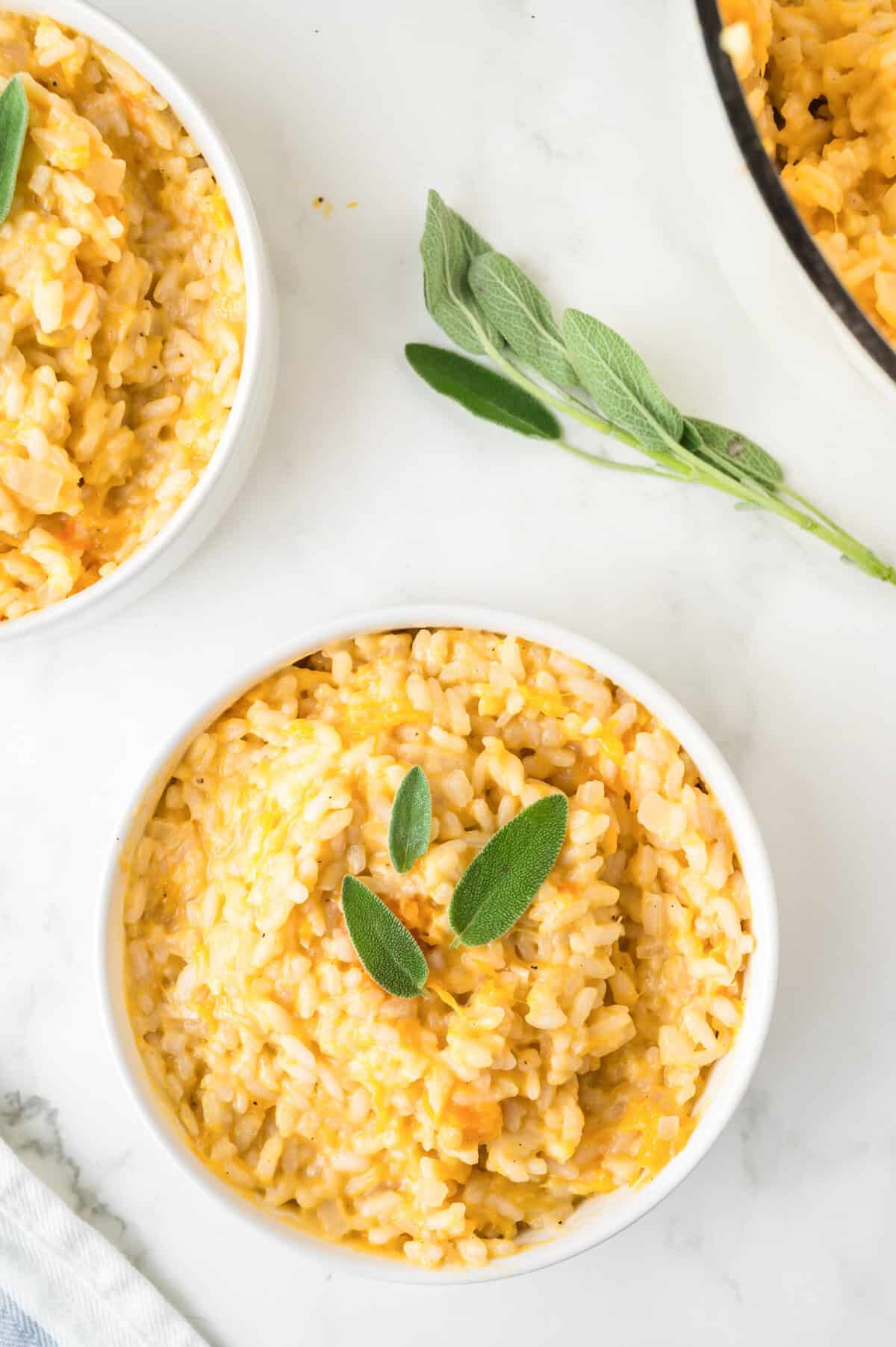 Butternut Squash Sage Risotto with sage