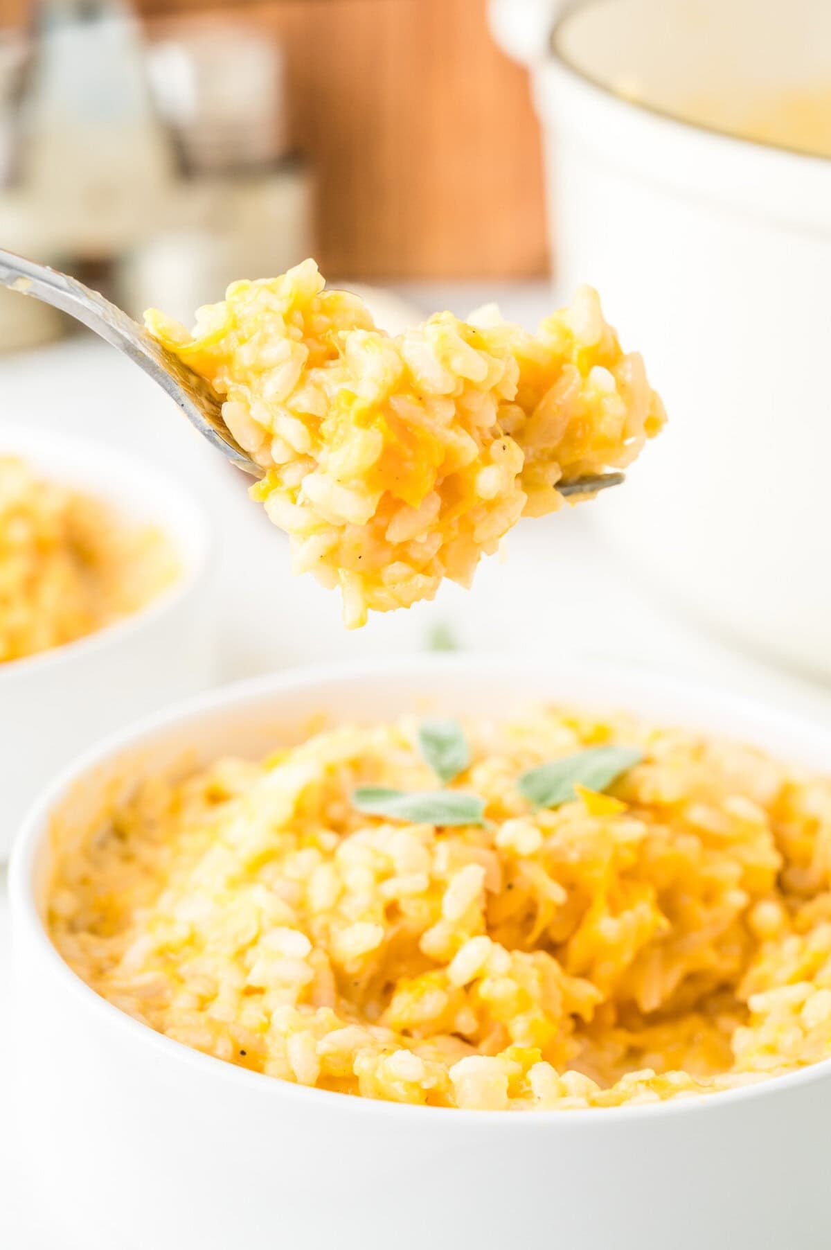 Butternut Squash Sage Risotto on spoon
