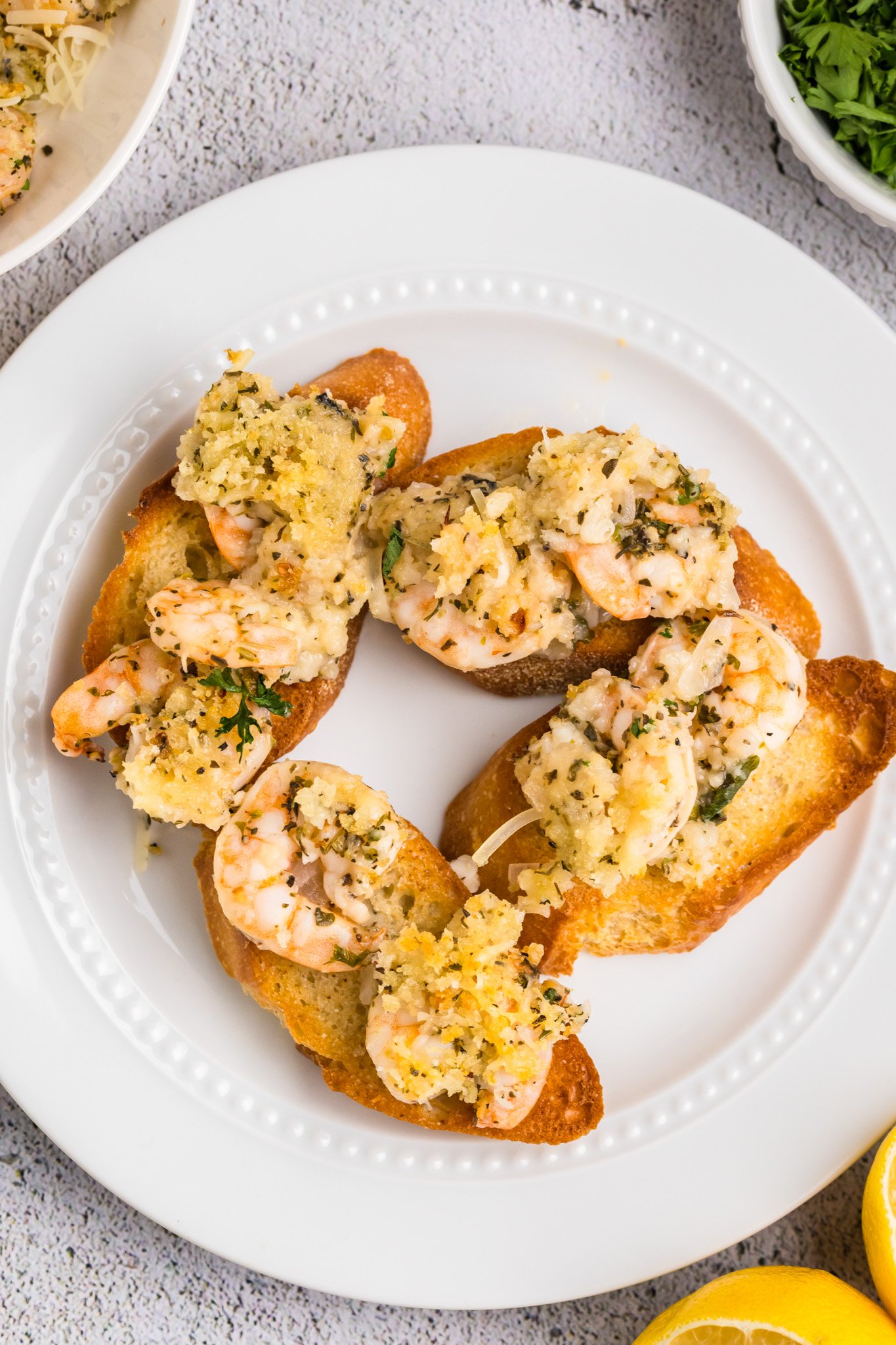Easy Breaded Shrimp on crostini