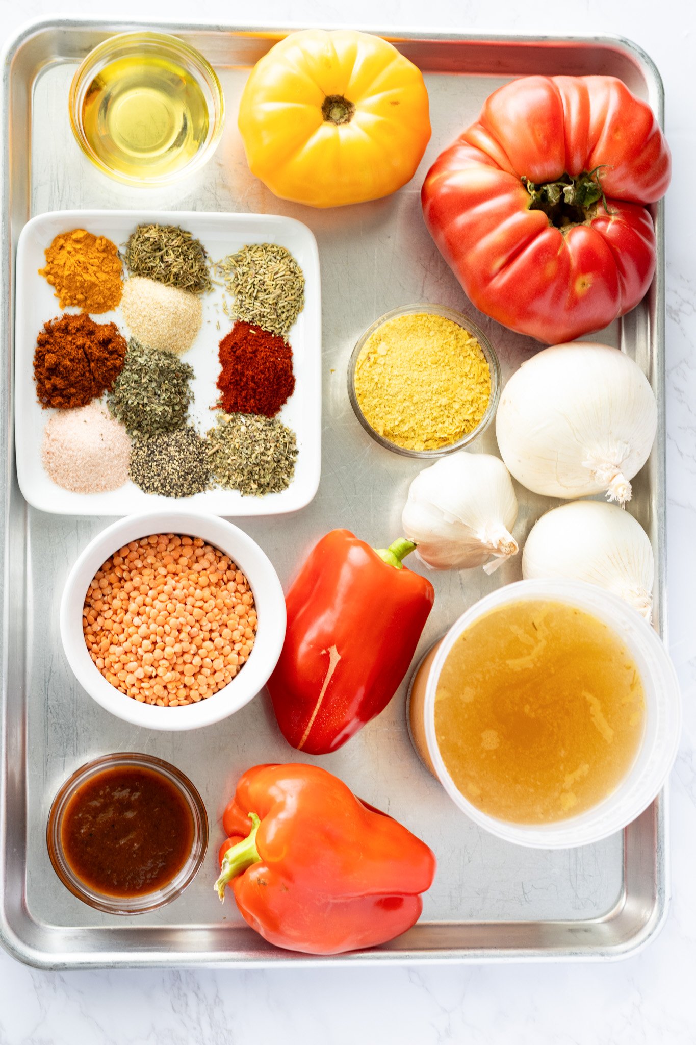 Lentil Tomato Soup ingredients 