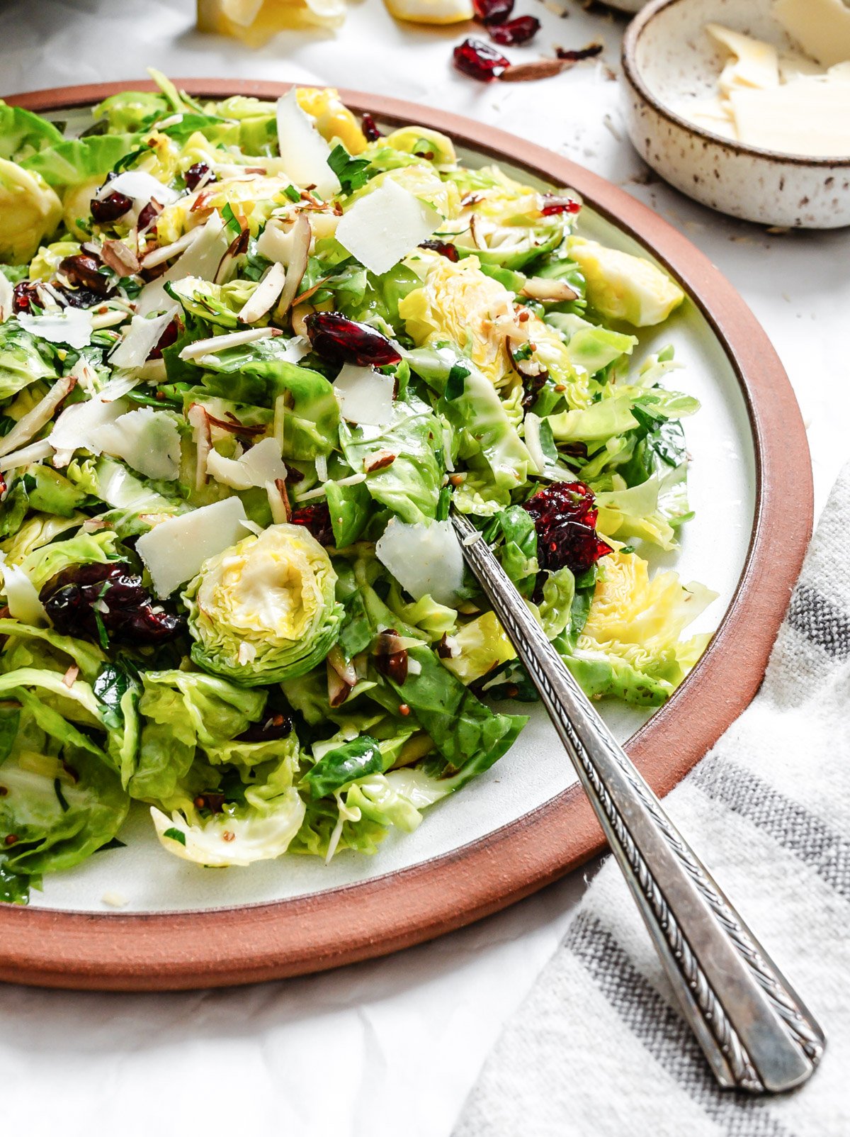 Brussels Sprout Slaw with a fork