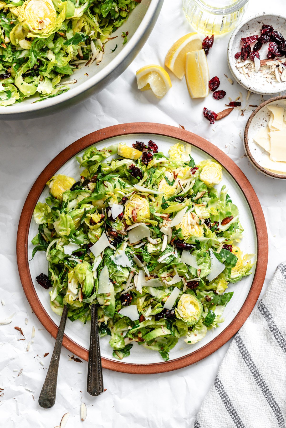 Brussels Sprout Slaw on a plate with forks