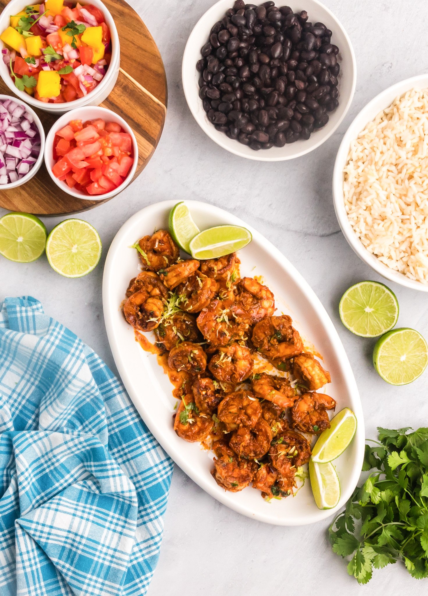 Spicy Shrimp on white platter