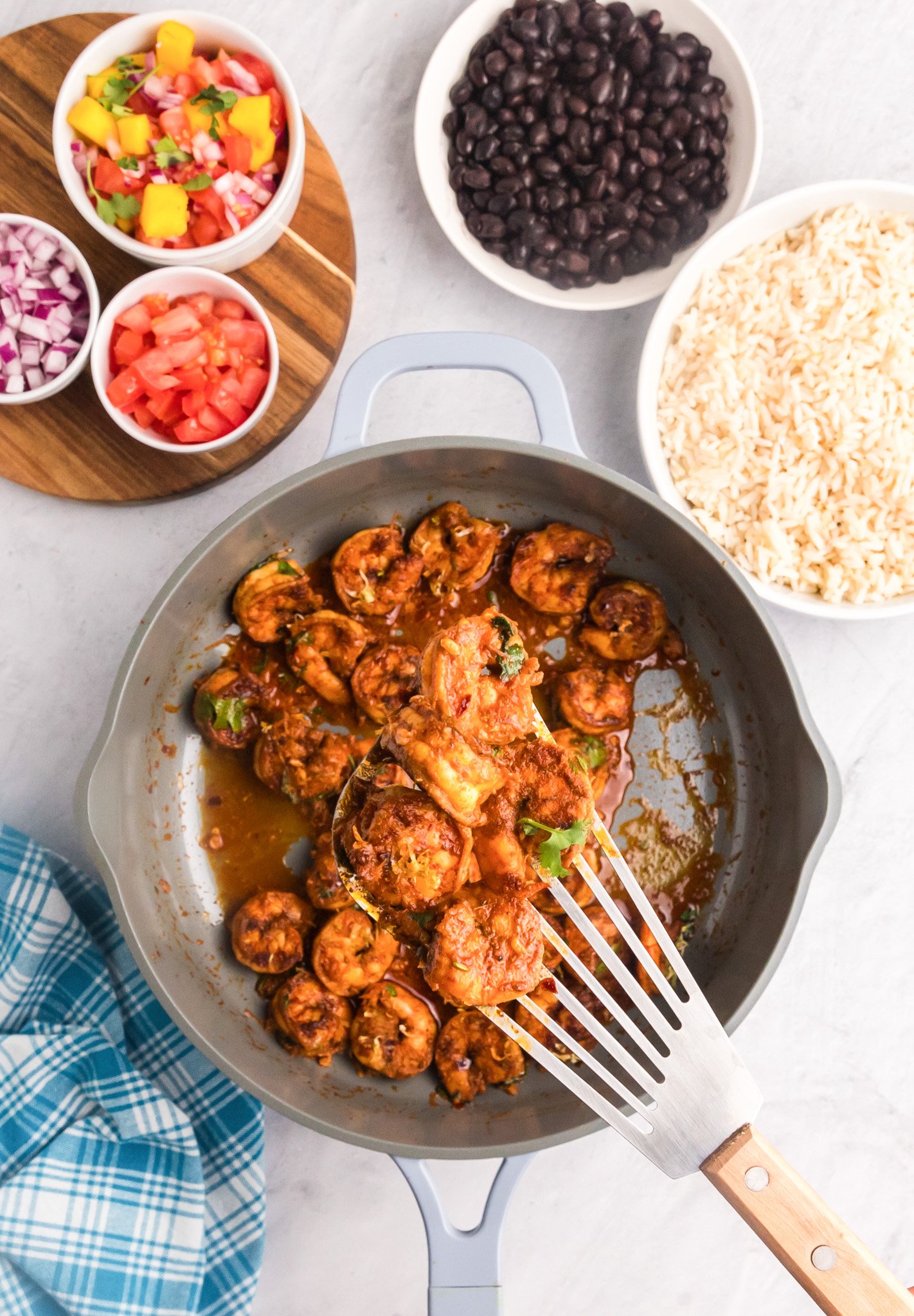 Spicy Shrimp in skillet 