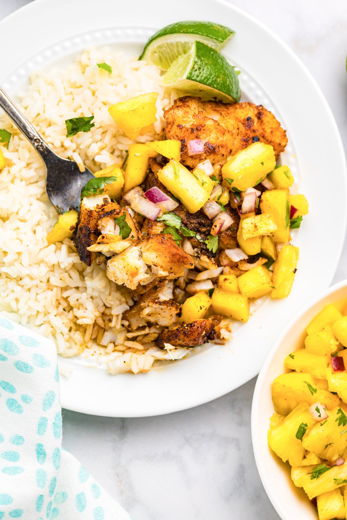 Easy Blackened Cod recipe with fork 
