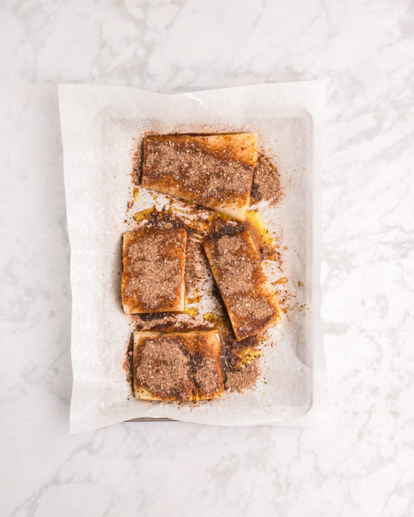 Easy Blackened Cod cod with spices on a plate