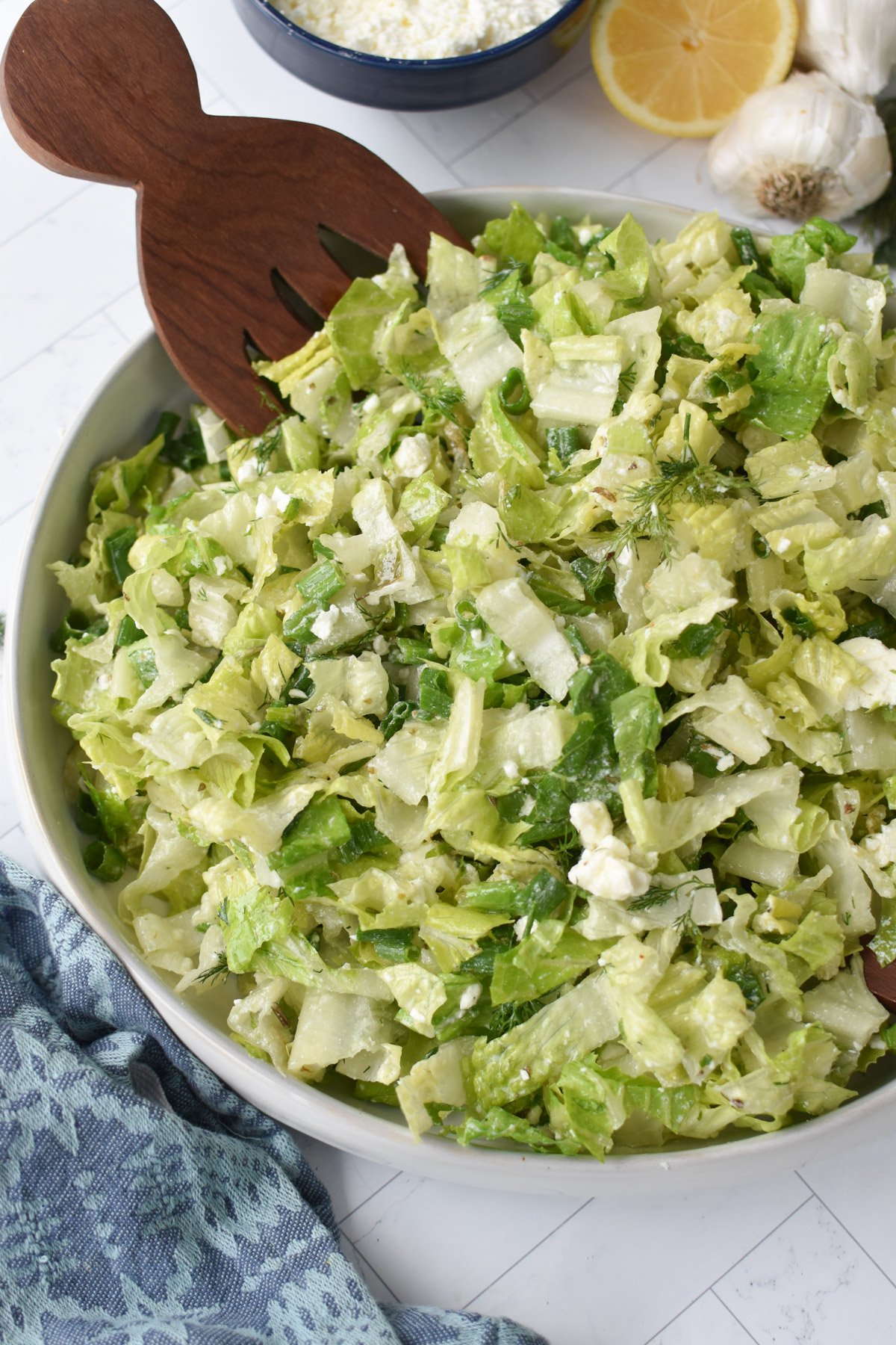 Maroulosalata in white bowl 