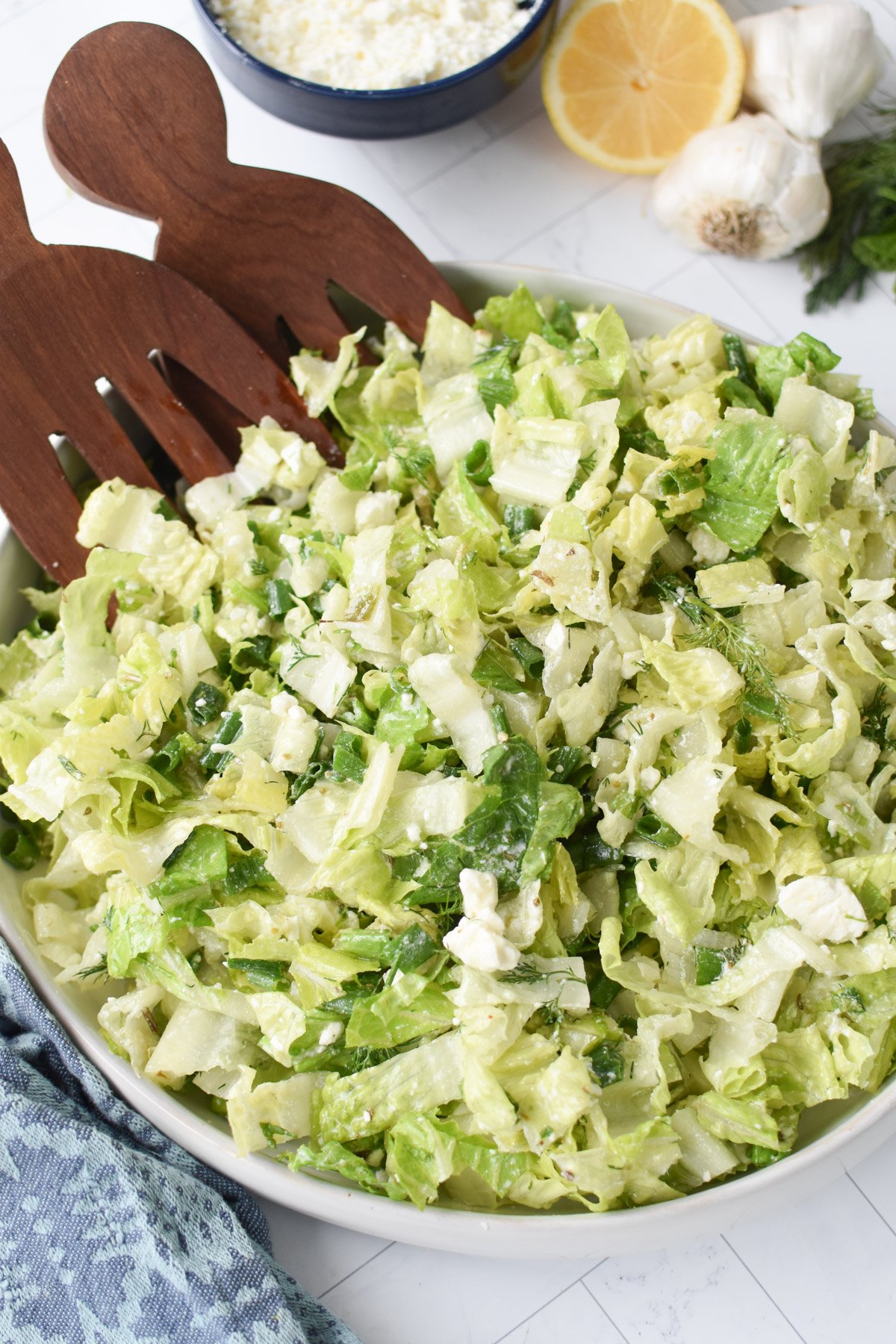 Maroulosalata in a large white bowl