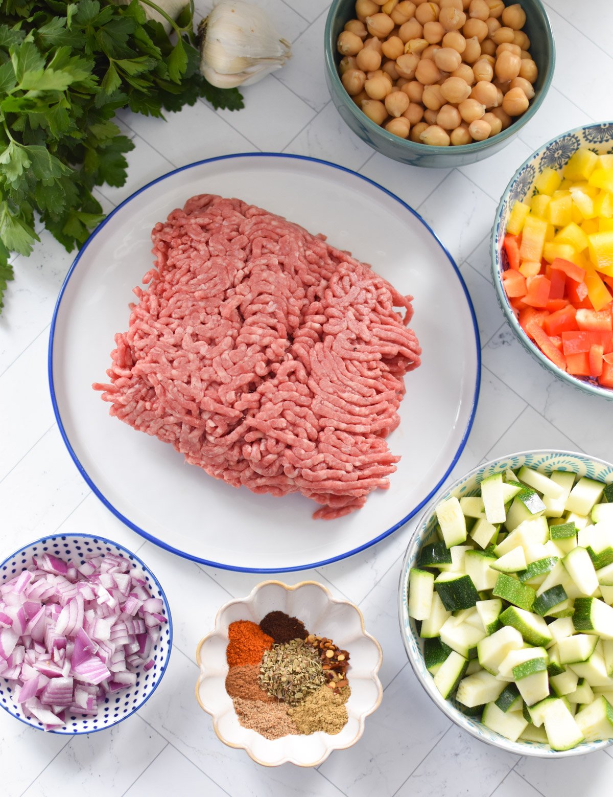 Mediterranean Ground Beef Skillet ingredients 