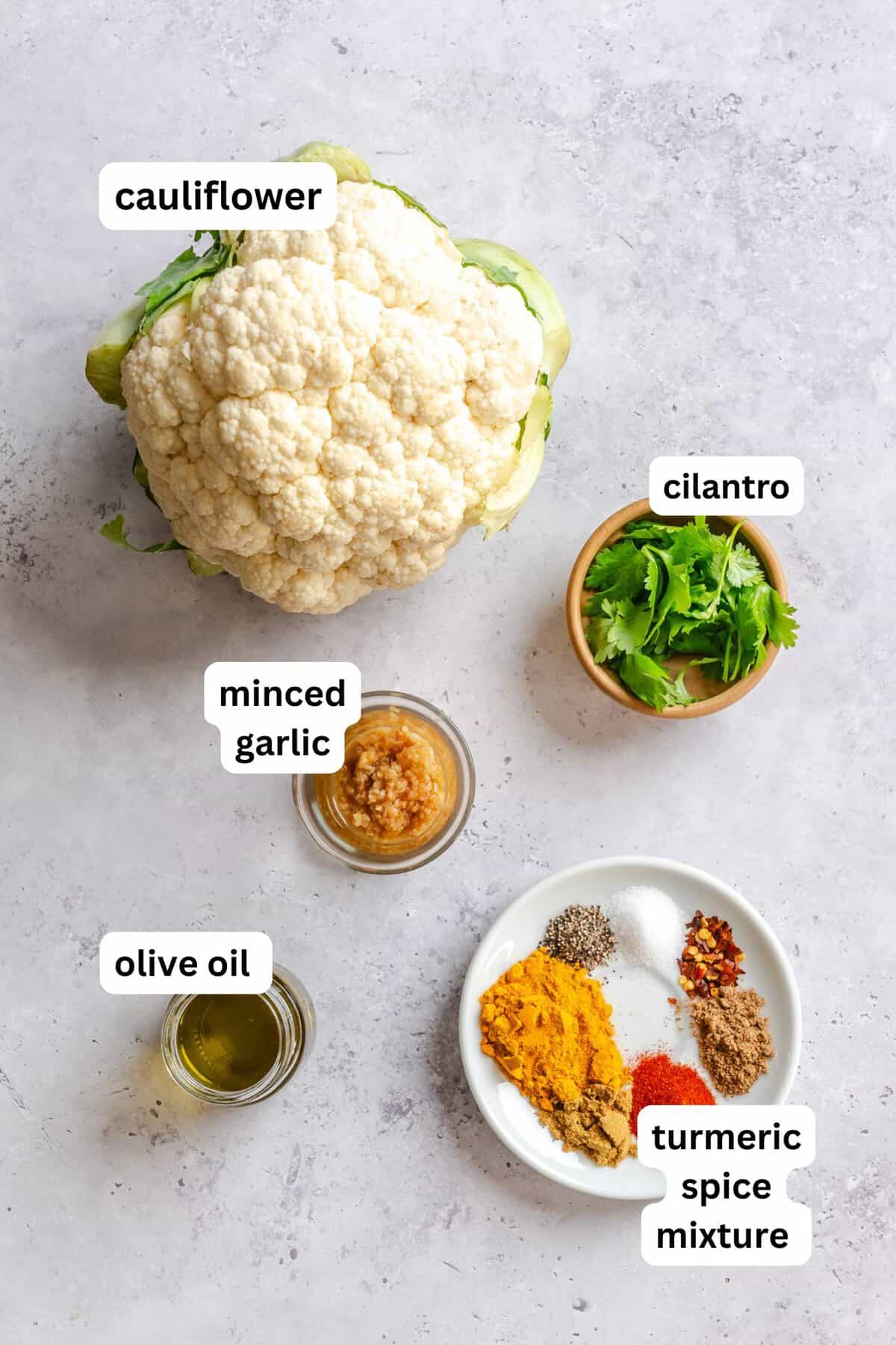 Turmeric Cauliflower recipe ingredients 