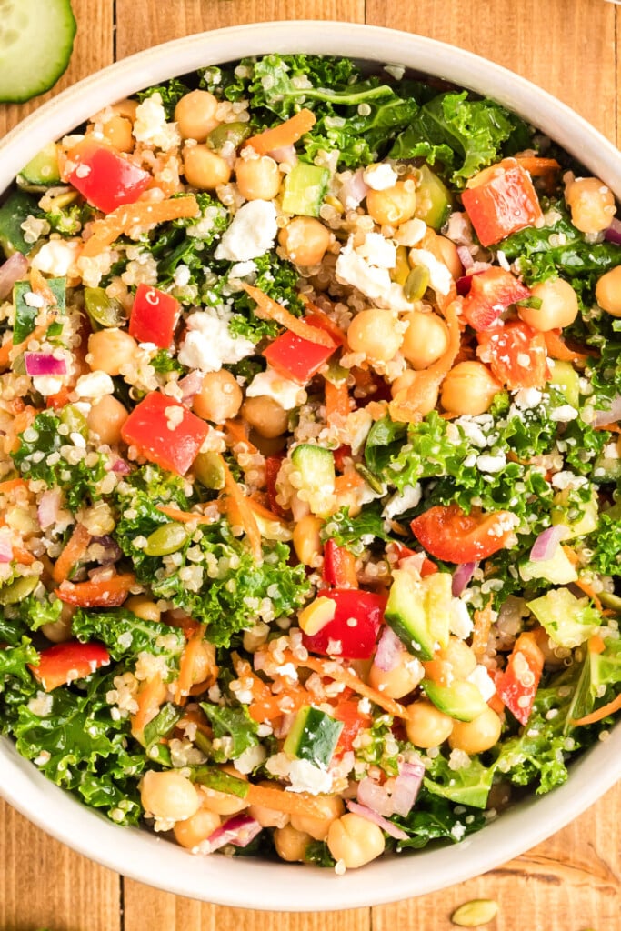 Kale Chickpea Salad in a big bowl 