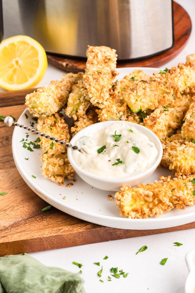 Air Fryer Zucchini Fries on a plate