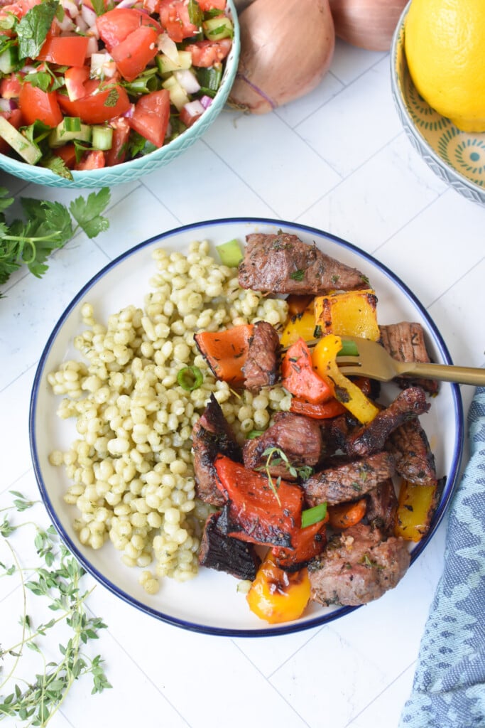 Mediterranean Steak Bites on plate 