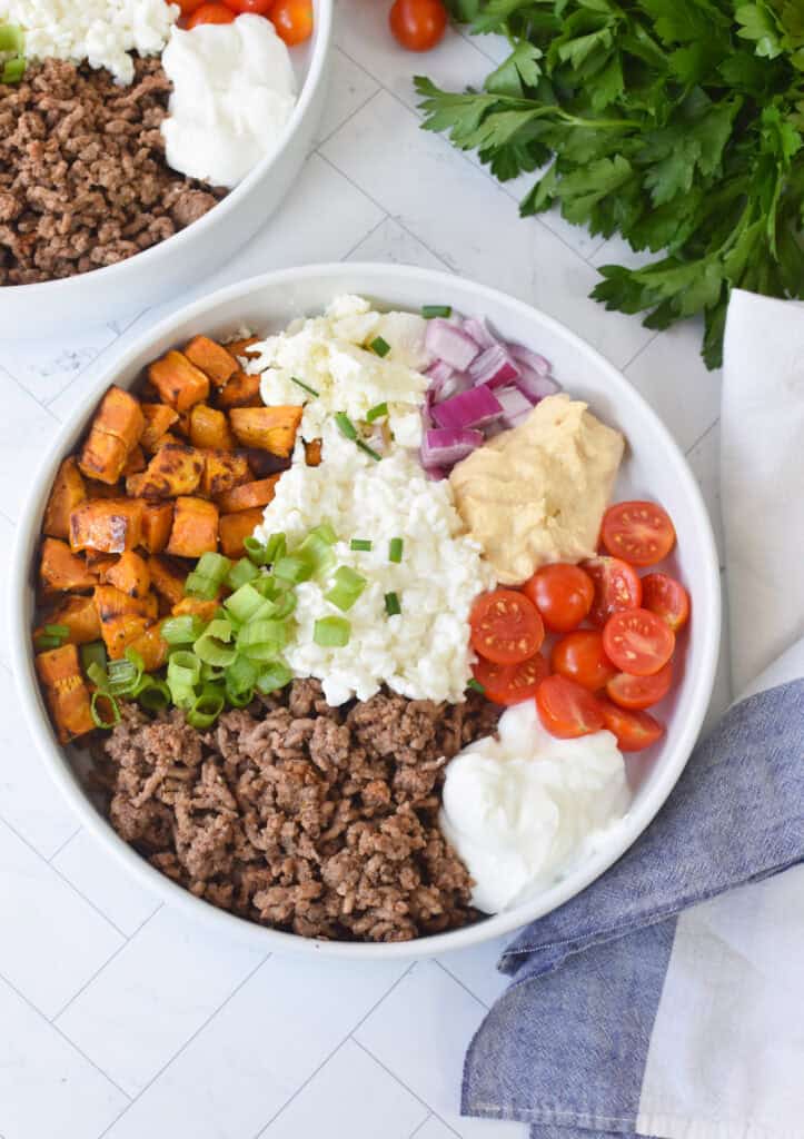 Sweet Potato Cottage Cheese Bowls (with ground beef) - A Cedar Spoon