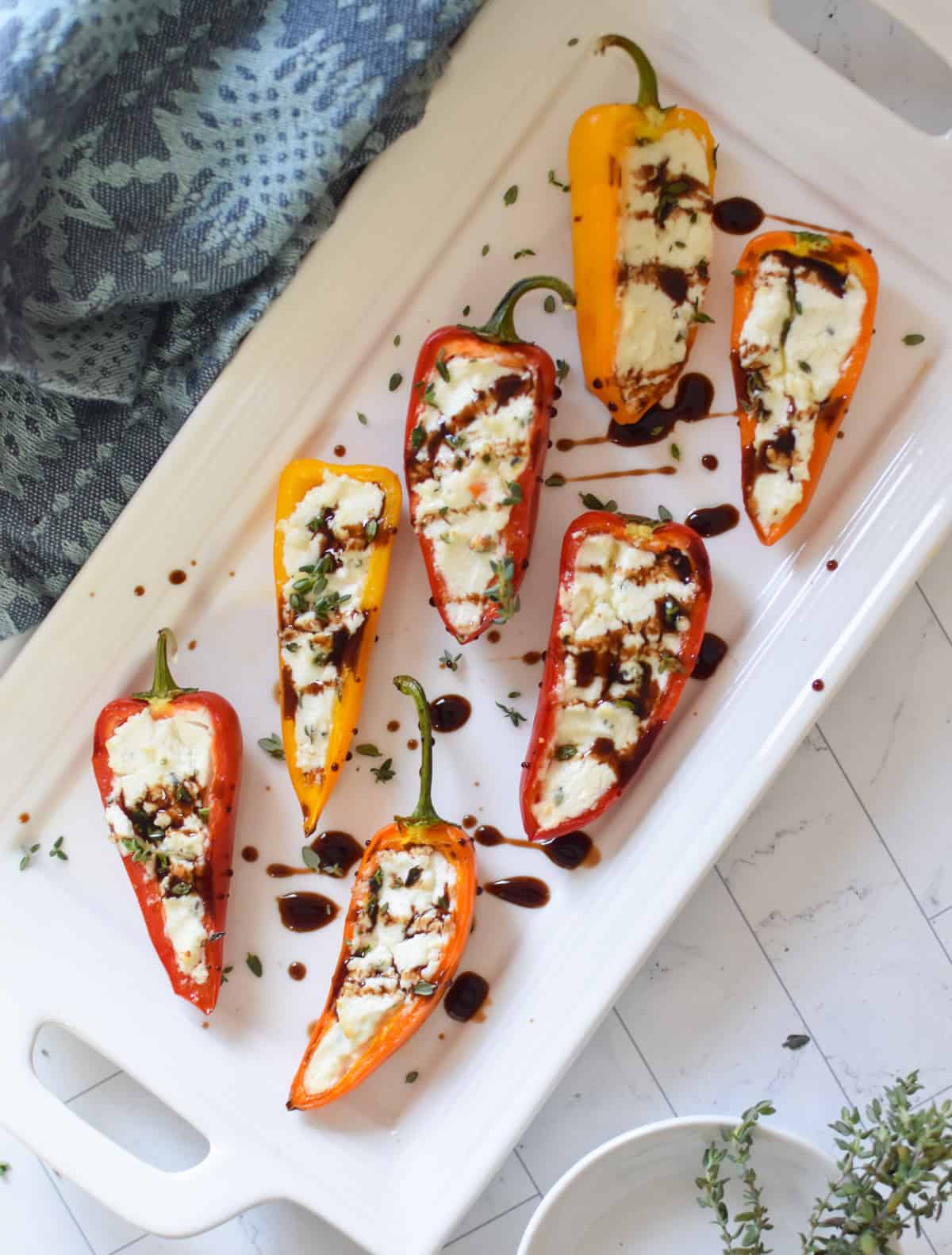 mini sweet peppers stuffed with goat cheese mixture