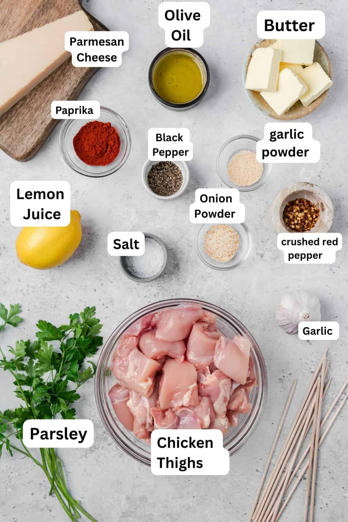 Grilled Chicken Skewers with recipe ingredients 