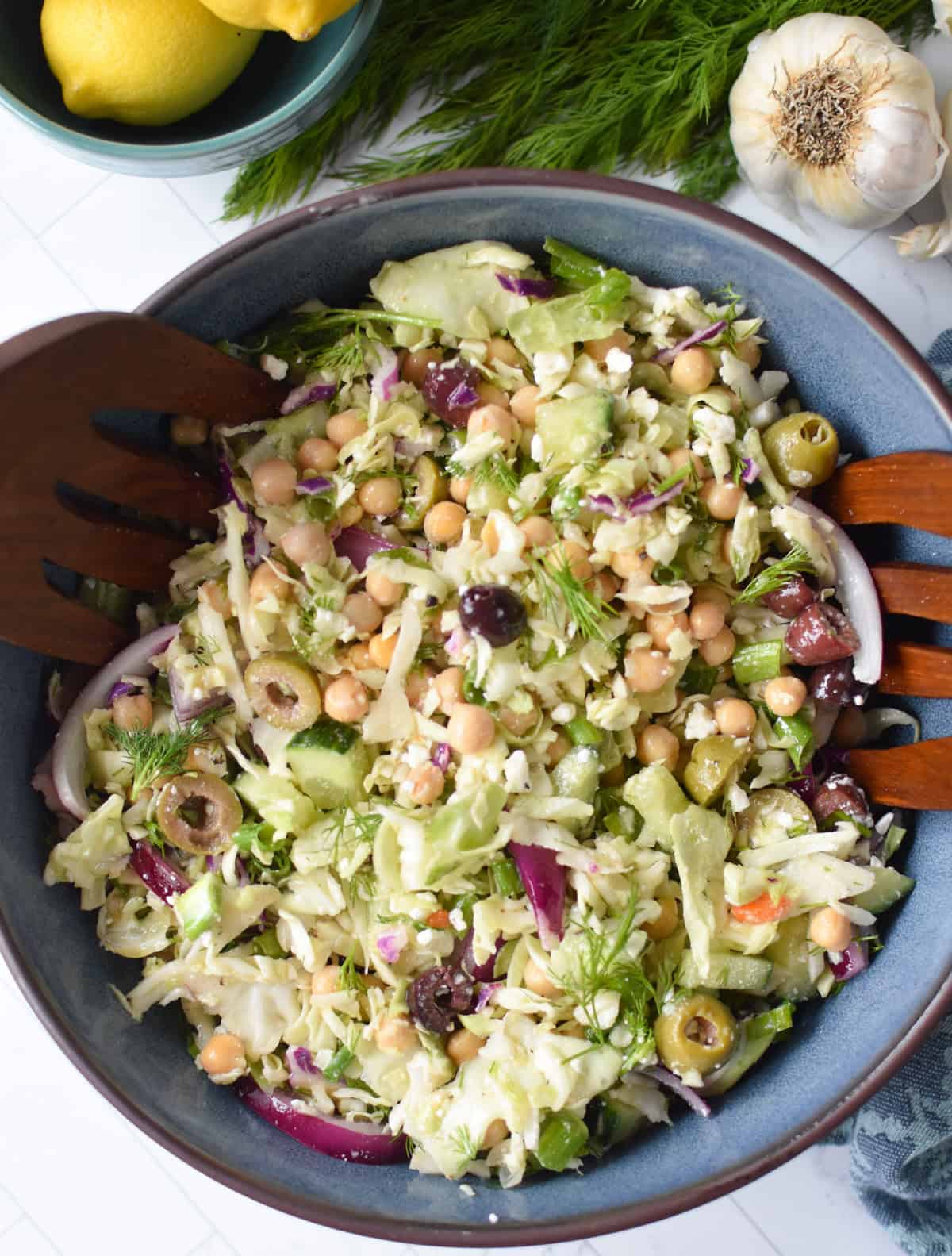 Lahanosalata Greek cabbage salad bowl