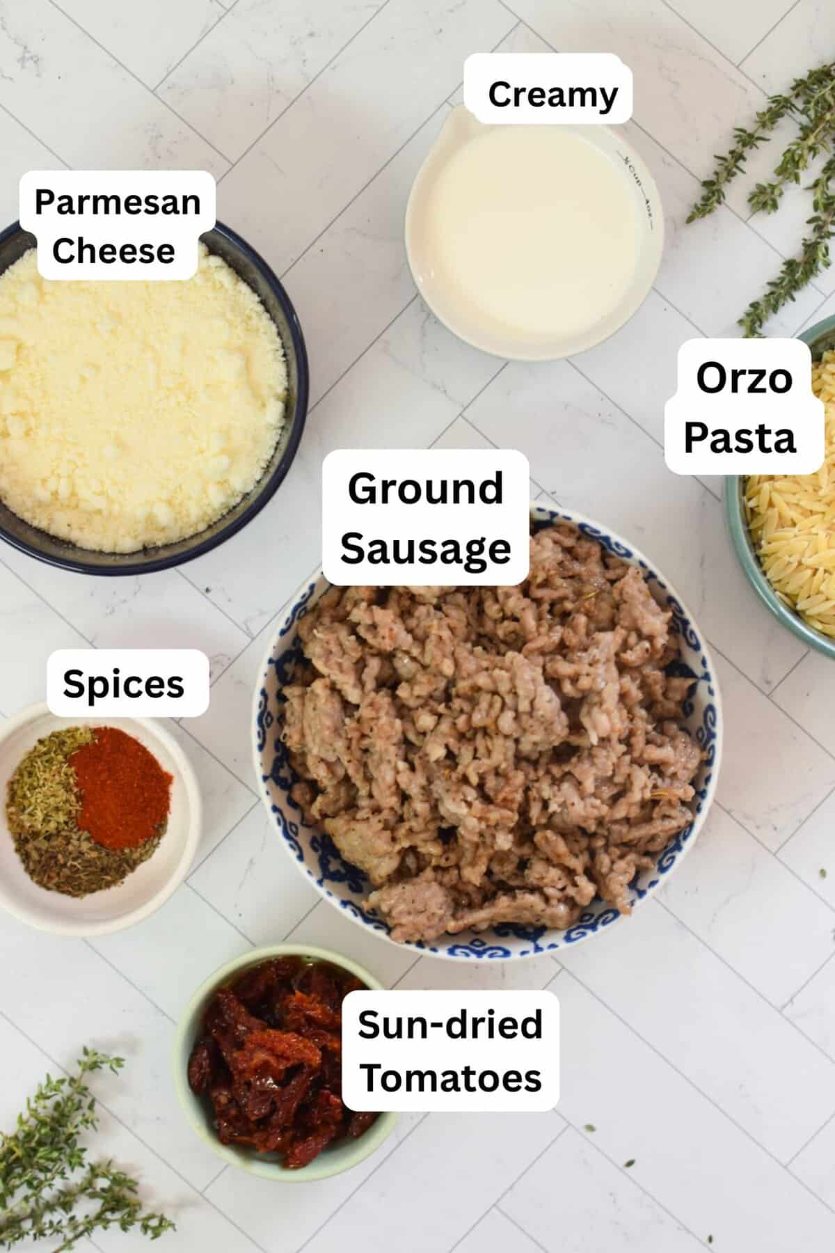 One Pot Sausage Orzo recipe ingredients