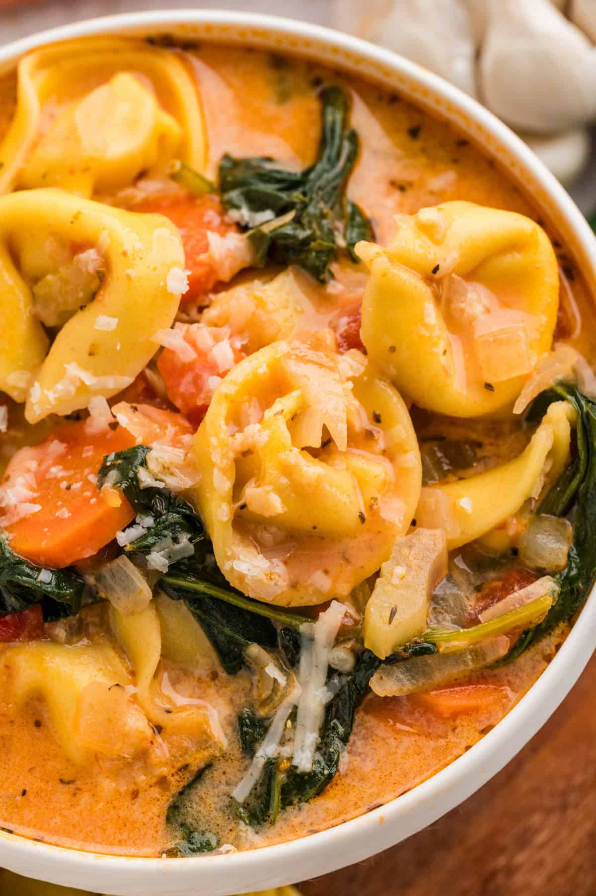 Easy Creamy Tortellini Soup in a bowl