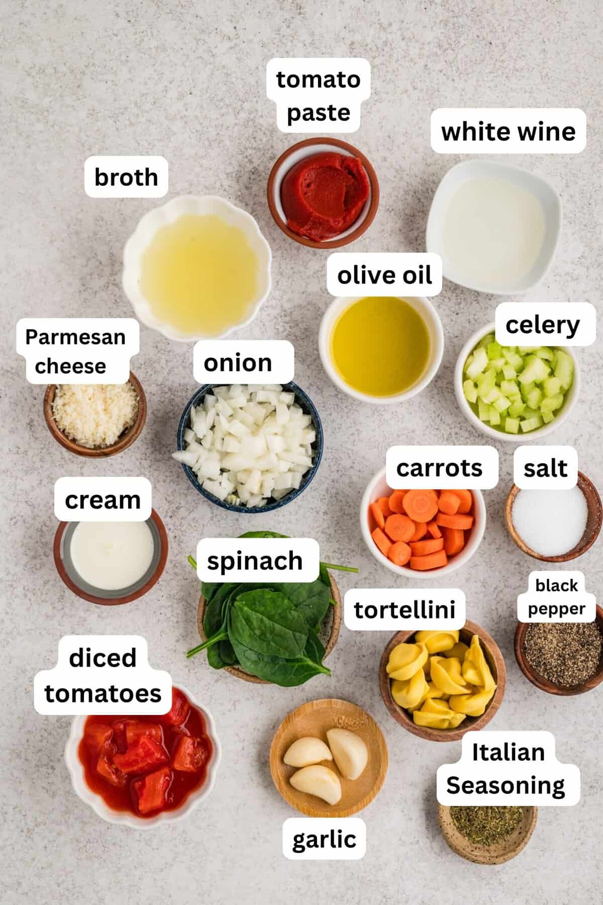 Creamy Tortellini Soup recipe ingredients