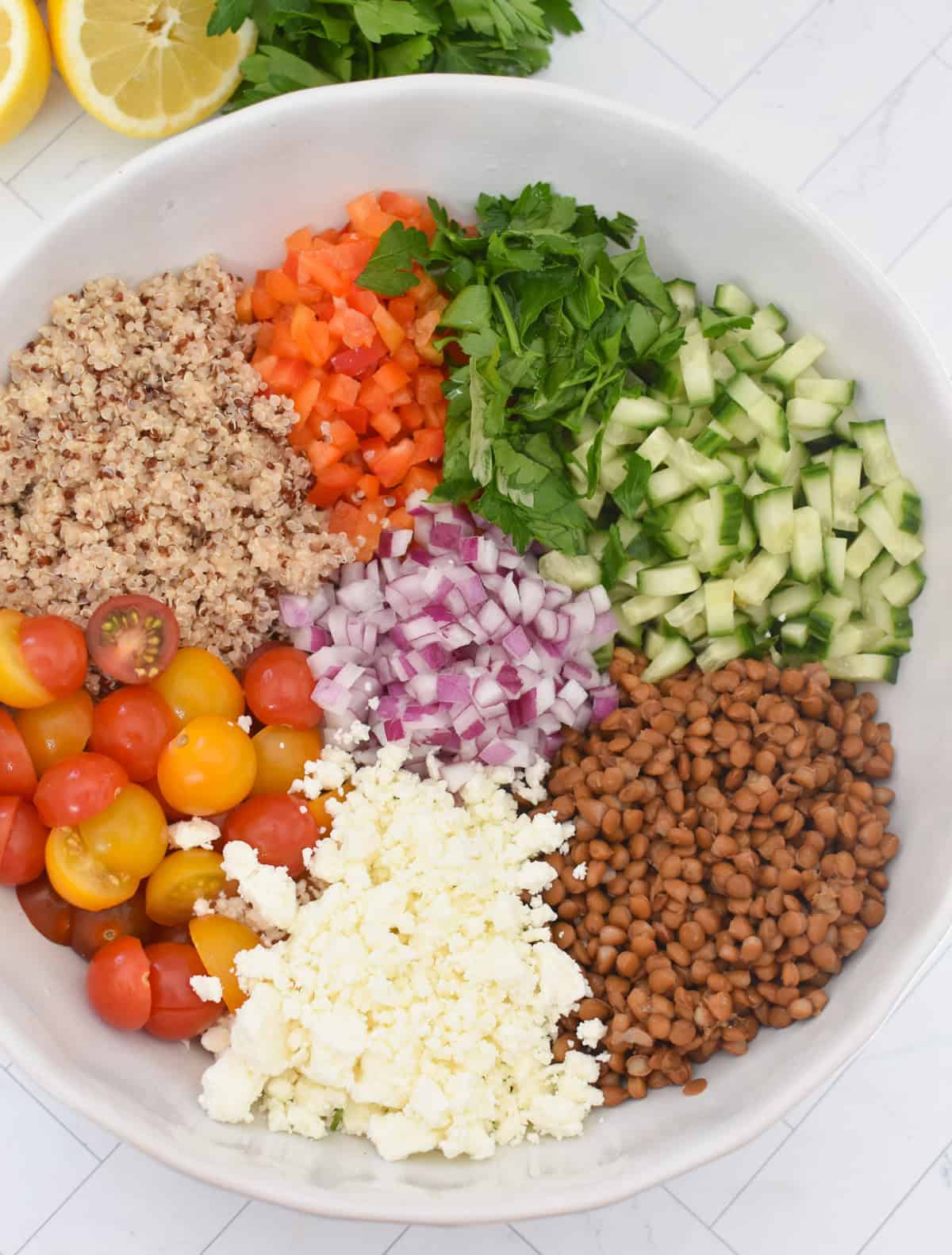 Easy Mediterranean quinoa and lentil salad recipe
