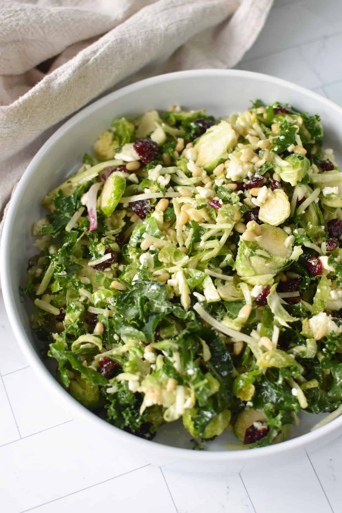 Easy Kale Brussels Sprout Slaw