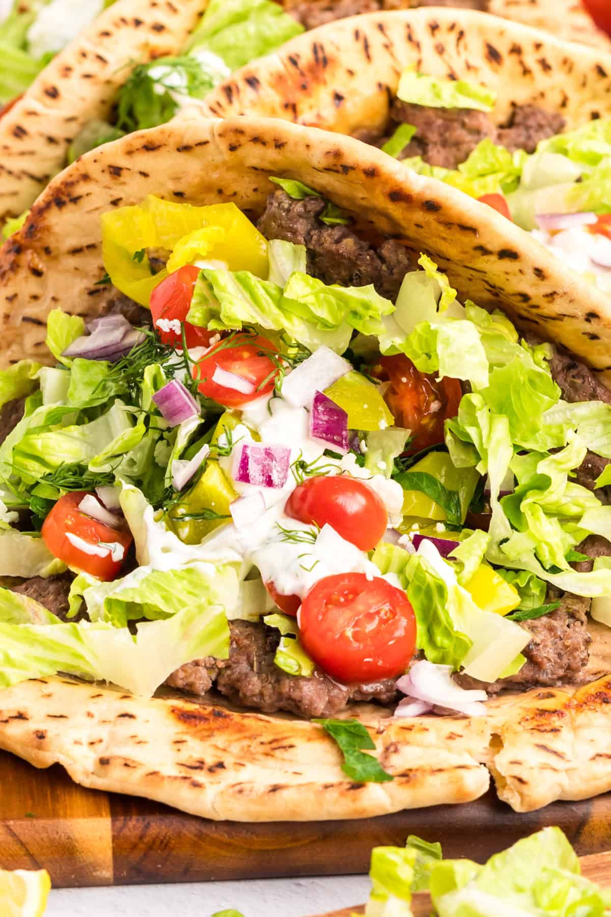 Close up for a Smash Burger Taco with Crispy Edges