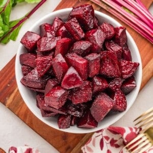 Simple Oven Roasted Beets in a white bowl
