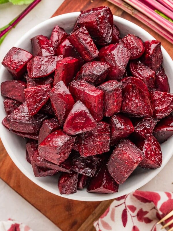 Simple Oven Roasted Beets in a white bowl