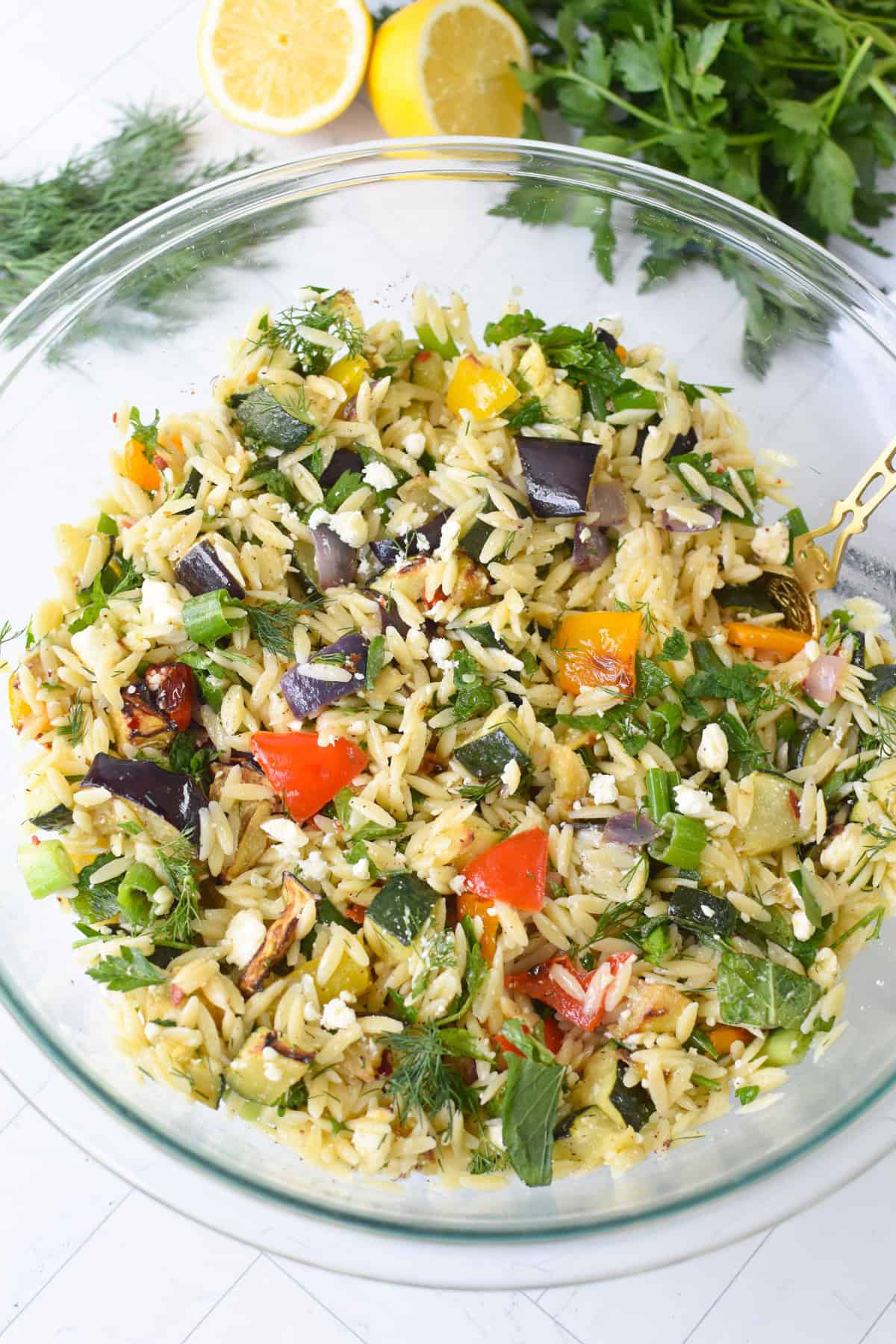 Roasted Vegetables in a glass bowl