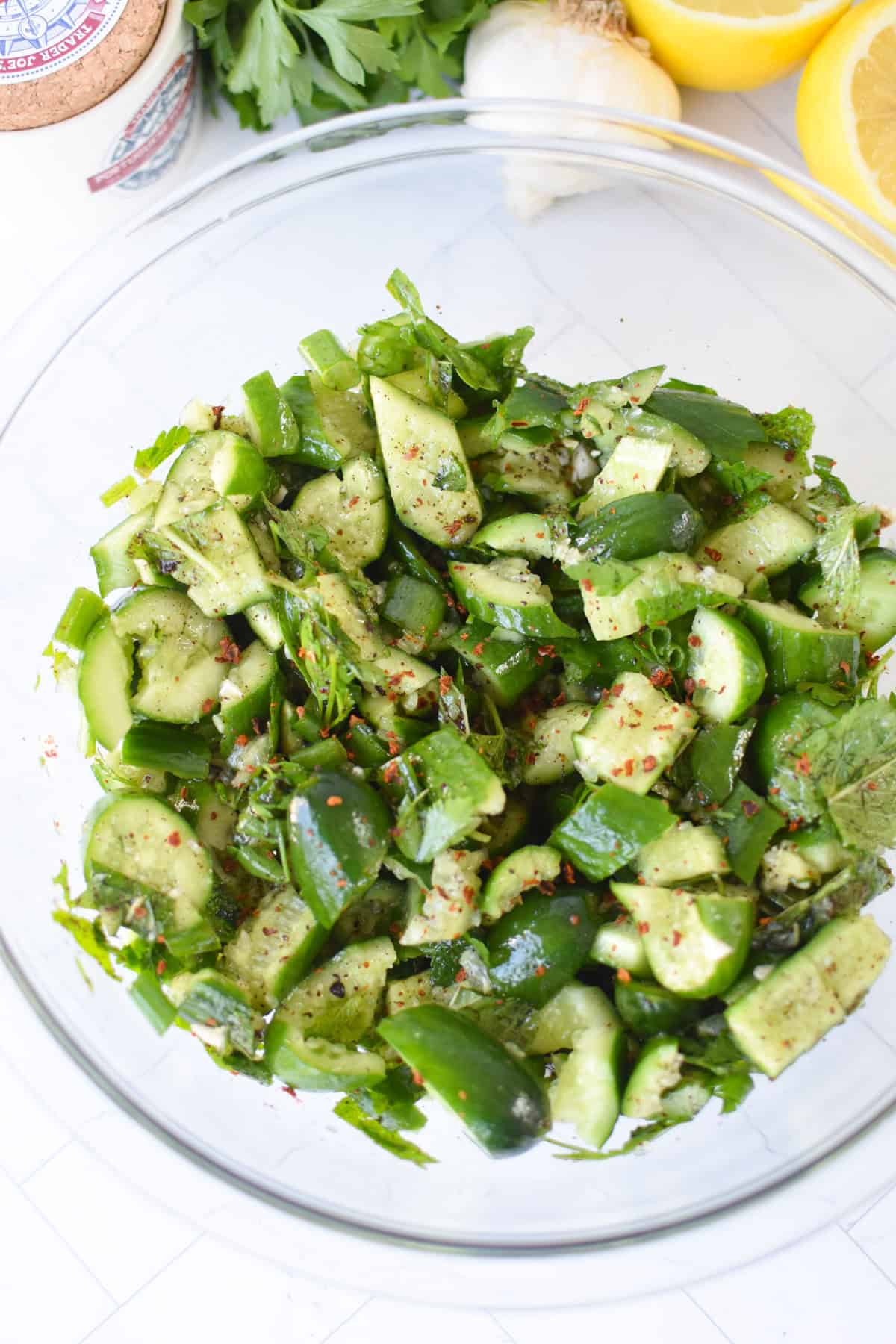 Smashed Cucumber Salad with Sumac, Mint, and Lemon