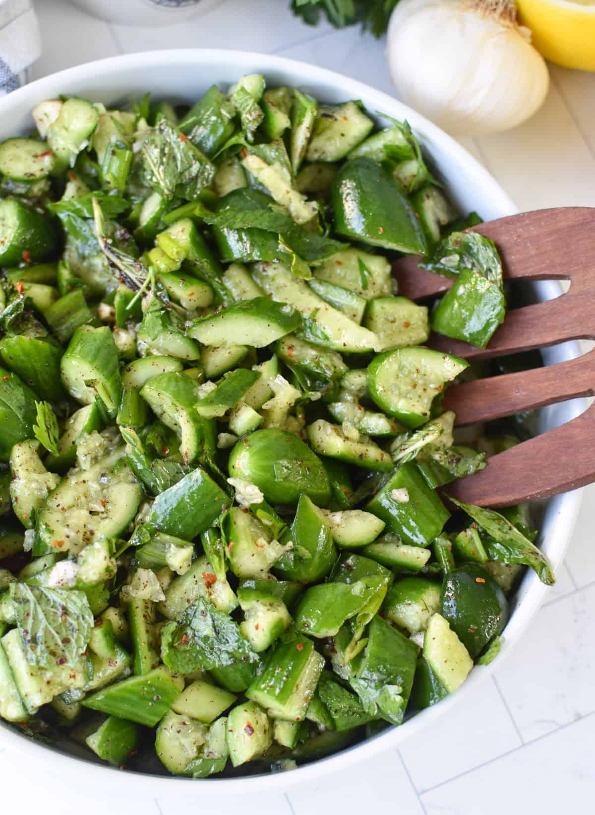 Here are additional title options across a few different angles:
Technique-Forward:
How to Make Smashed Cucumber Salad the Lebanese Way
The Smashed Cucumber Salad with Sumac You Will Make All Summer
Smashed Cucumber Salad with Sumac, Mint, and Lemon
Flavor-Forward:
Crispy Smashed Cucumber Salad with Sumac and Fresh Mint
