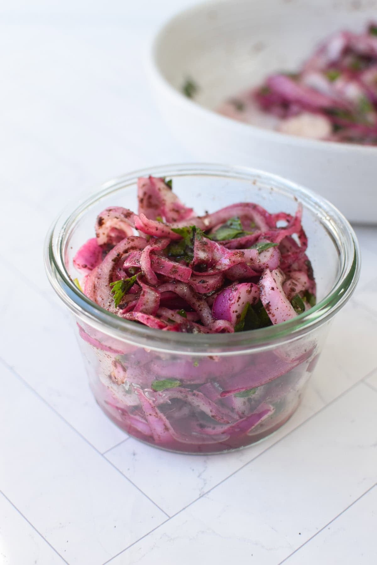 Easy Sumac Onions in a mason jar