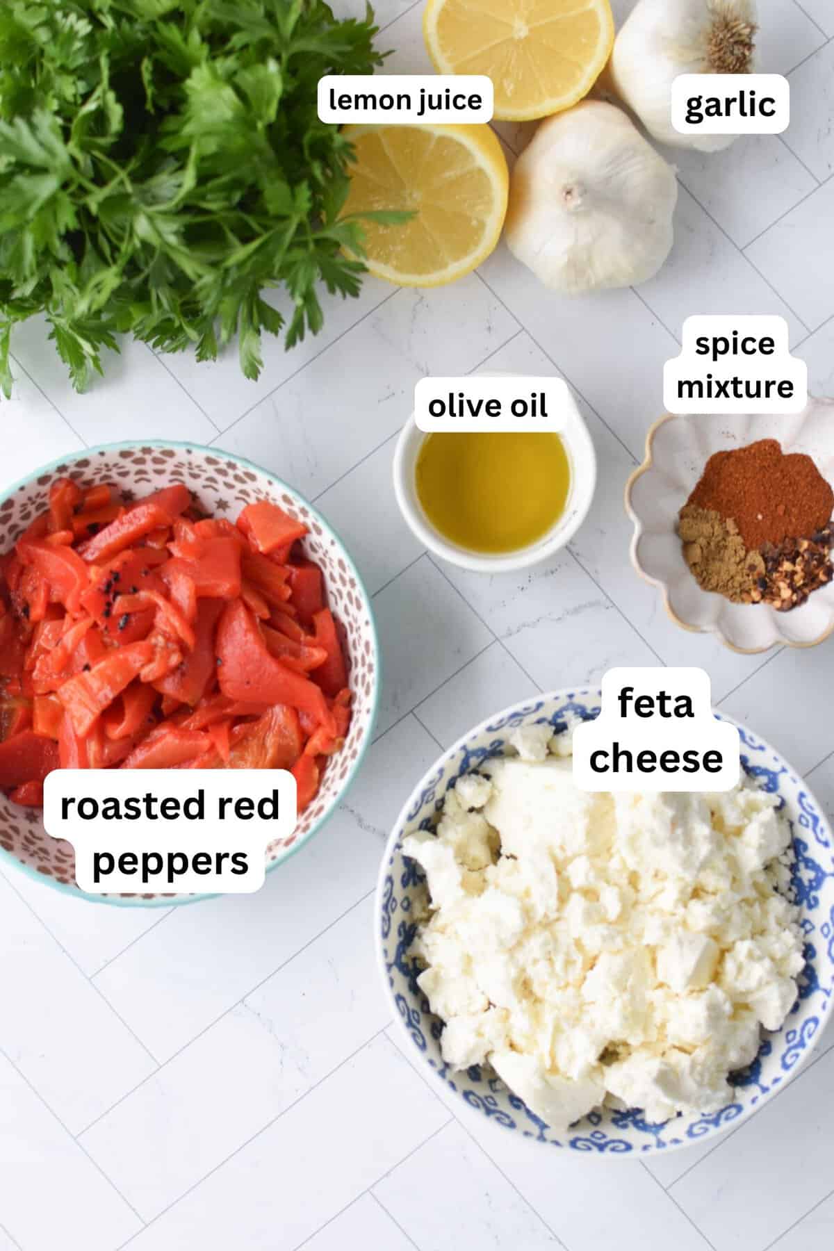 Recipe Ingredients roasted red pepper feta dip