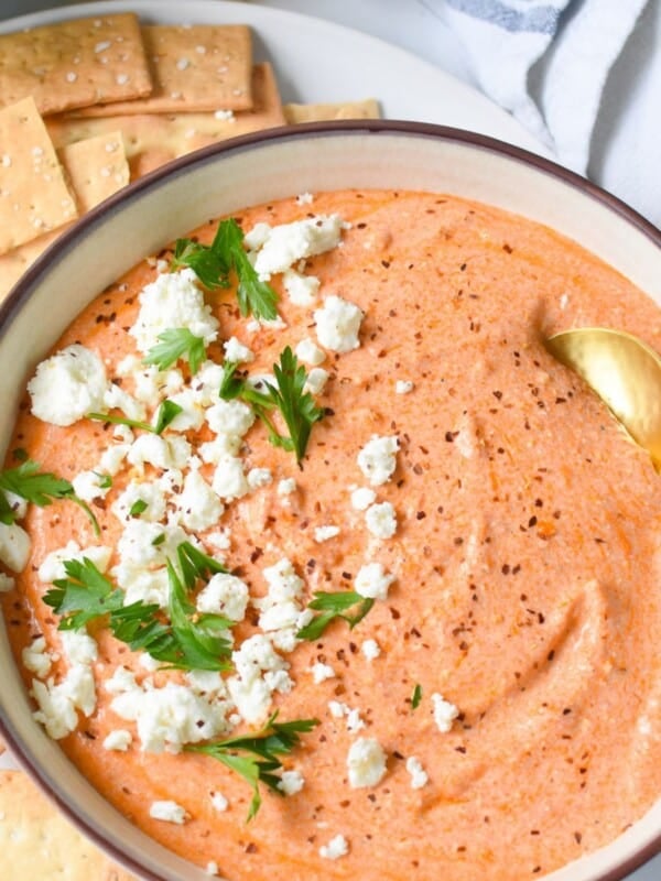 Easy Spicy Roasted Red Pepper Feta Dip