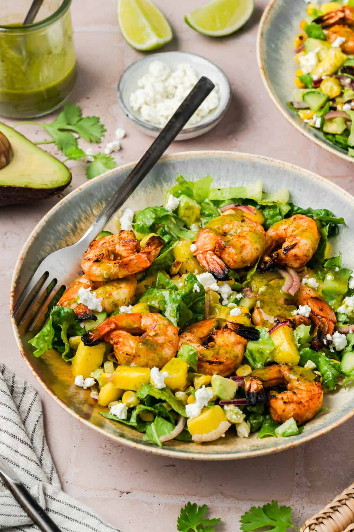 Easy Grilled Shrimp Salad with Cilantro Lime Dressing