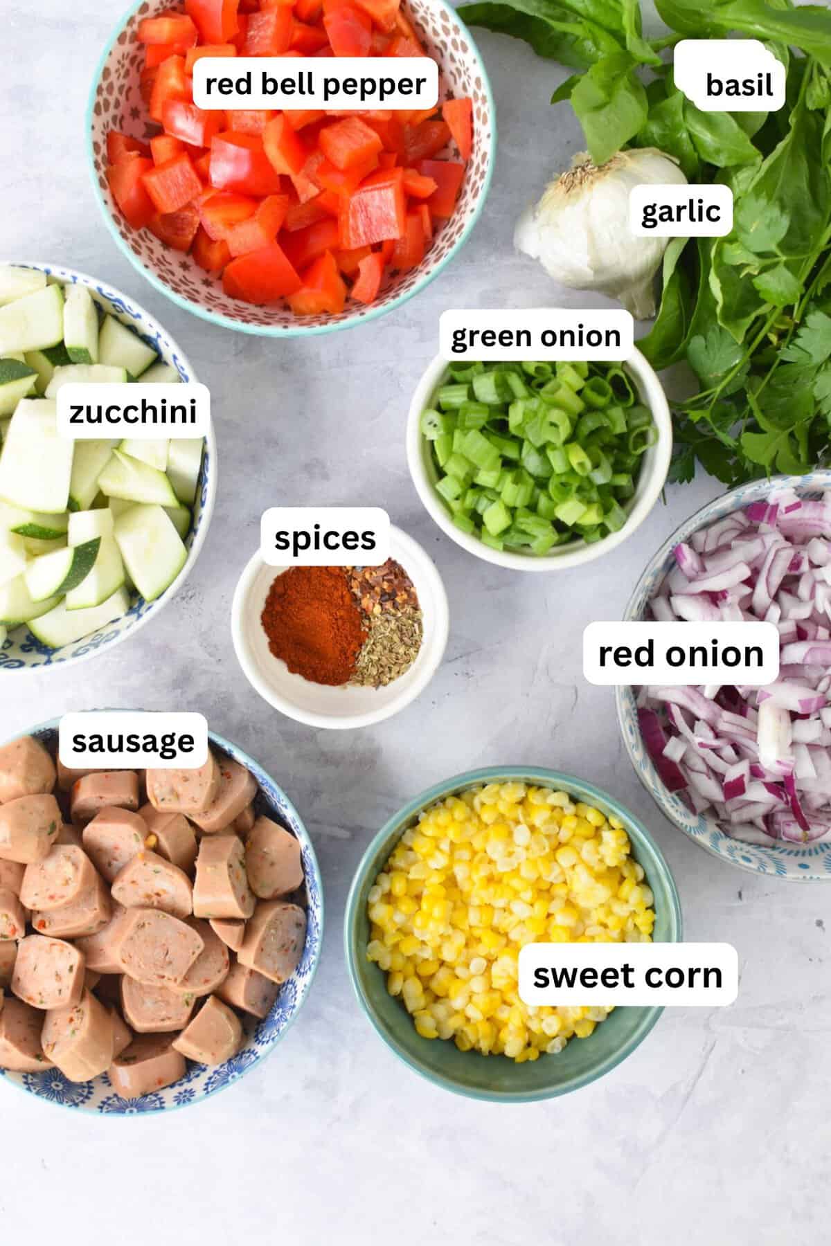 Sausage and Veggie Skillet recipe ingredients