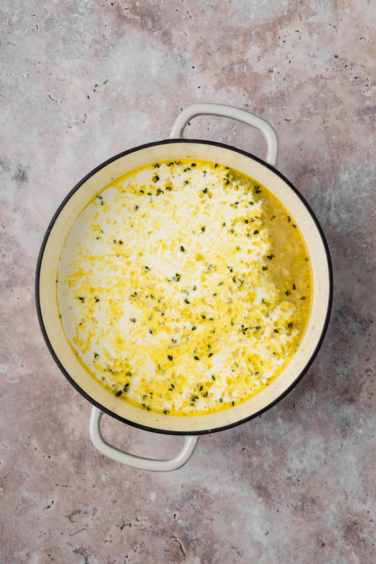 Creamy Potato and Chicken Soup in a pot