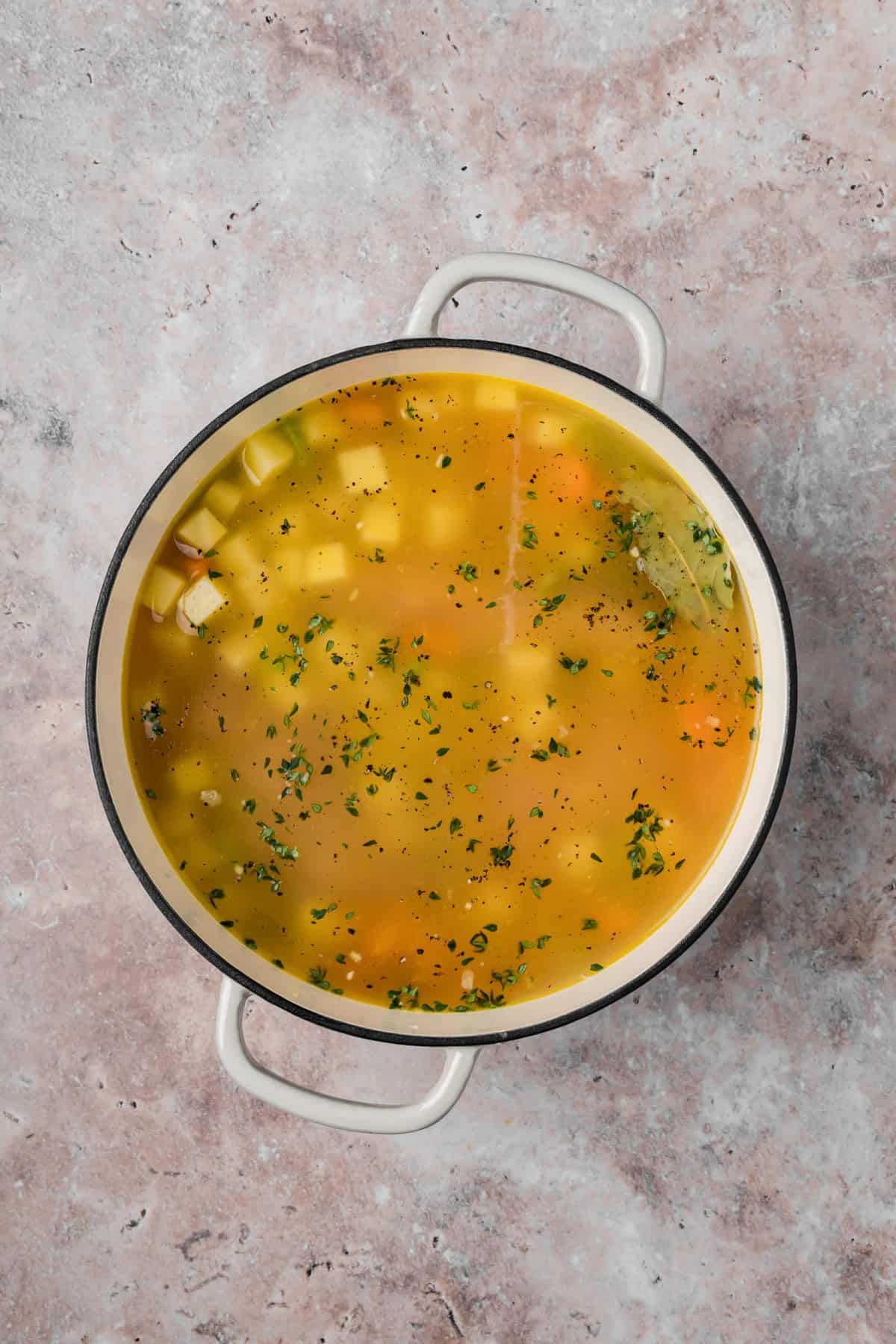 Chicken and Potato Soup Simmering