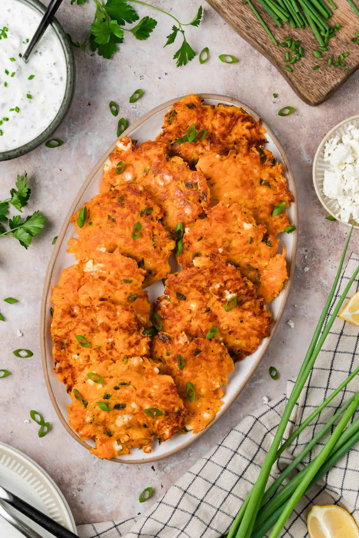 Sweet Potato Fritters on a platter