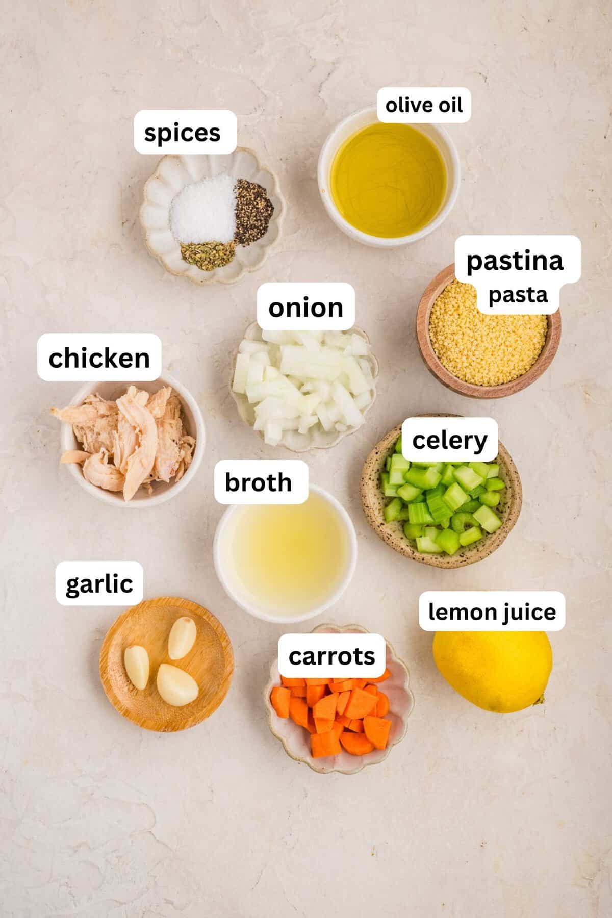 Recipe Ingredients for Chicken Pastina SOup