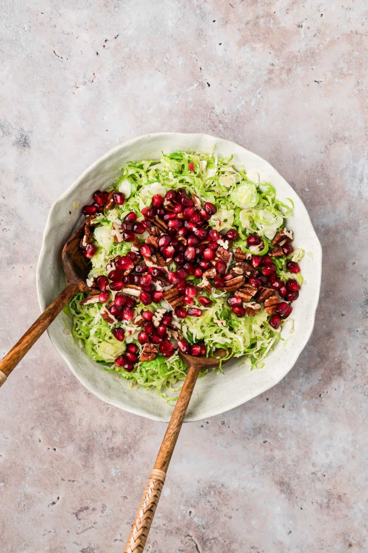 Shaved Brussels Sprout Salad with Pomegranate Seeds
