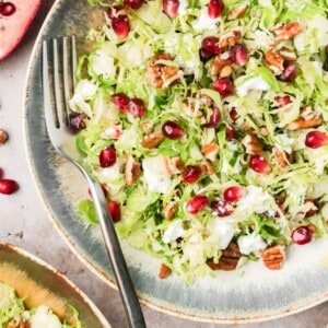 Brussels Sprout Salad with Pomegranate and Maple Dressing